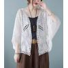 imagechouyatou Womens Sexy Hollow Out Eyelet Lace Embroidered Open Front Cardigan JacketWhite