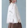 imagechouyatou Womens Sexy Hollow Out Eyelet Lace Embroidered Open Front Cardigan JacketWhite