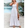 imagechouyatou Womens Smocked Jumpsuit Pants Tie Knot Strap Sleeveless Wide Leg Overall Rompers