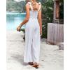 imagechouyatou Womens Smocked Jumpsuit Pants Tie Knot Strap Sleeveless Wide Leg Overall Rompers