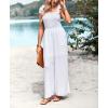 imagechouyatou Womens Smocked Jumpsuit Pants Tie Knot Strap Sleeveless Wide Leg Overall Rompers