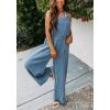 imagechouyatou Womens Summer Adjustable Strap Bib Overalls Loose Wide Leg Casual Jumpsuits Romper with Pockets