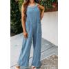 imagechouyatou Womens Summer Adjustable Strap Bib Overalls Loose Wide Leg Casual Jumpsuits Romper with Pockets
