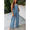 imagechouyatou Womens Summer Adjustable Strap Bib Overalls Loose Wide Leg Casual Jumpsuits Romper with Pockets
