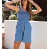 imagechouyatou Womens Summer Smocked Bust Ruffle Denim Romper Shorts Beach Sleeveless Jean Jumpsuits