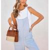 imagechouyatou Womens Summer Spaghetti Strap Demin Jumpsuits Casual Washed Pocketed Jean Overalls