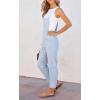 imagechouyatou Womens Summer Spaghetti Strap Demin Jumpsuits Casual Washed Pocketed Jean Overalls