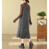 imagechouyatou Womens V Neck Sleeveless Overall Jumper Dress Wool Blend Tunic Tank Midi Long Dress with Pockets