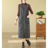 imagechouyatou Womens V Neck Sleeveless Overall Jumper Dress Wool Blend Tunic Tank Midi Long Dress with Pockets