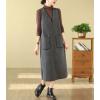 imagechouyatou Womens V Neck Sleeveless Overall Jumper Dress Wool Blend Tunic Tank Midi Long Dress with Pockets