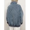 imagechouyatou Womens Vintage Quilted Denim Jacket Shacket Oversized Zip Up Puffer Jacket Winter Coat