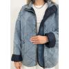 imagechouyatou Womens Vintage Quilted Denim Jacket Shacket Oversized Zip Up Puffer Jacket Winter Coat