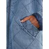 imagechouyatou Womens Vintage Quilted Denim Jacket Shacket Oversized Zip Up Puffer Jacket Winter Coat