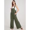 imagechouyatou Womens Waffle Knit Jumpsuits Adjustable Strap One Piece Romper Wide Leg Sleeveless Bib Overalls