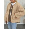 imagechouyatou Womens Winter Casual Fleece Jacket Fuzzy Oversized Button Down Sherpa Jacket Faux Fur Coat