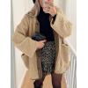 imagechouyatou Womens Winter Casual Fleece Jacket Fuzzy Oversized Button Down Sherpa Jacket Faux Fur Coat
