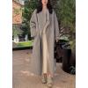 imagechouyatou Womens Winter Double Breasted Wool Coat Shawl Collar Long Trench Coat Overcoat with Pockets