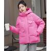 imagechouyatou Womens Winter MultiPocket Hooded Puffer Jacket Oversized Short Down Puffer Coat