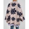 imagechouyatou Womens Y2K Daisy Floral Printed Oversized Cardigans Button Down Knitted Cardigan Sweaters with PocketsPink
