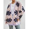 imagechouyatou Womens Y2K Daisy Floral Printed Oversized Cardigans Button Down Knitted Cardigan Sweaters with PocketsPink