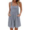imagechouyatou Womens Adjustable Strap Striped Wide Leg Jumpsuit Bib Overall Romper Shorts with Pockets