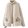 imagechouyatou Womens Fall Winter Floral Embroidered Button Down Cotton Quilted Puffer Down Vest Jacket Outerwear