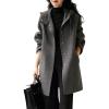 imagechouyatou Womens Hooded Oversized Wool Coat Single Breasted Work Office Wool Blend Overcoat with Hood