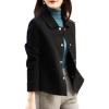 imagechouyatou Womens Lightweight Single Breasted Wool Coat Casual Loose Button Down Pea Coat Jacketss