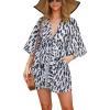 imagechouyatou Womens Sexy Tie Knot Half Sleeve Polka Dot Wide Leg Boho Romper Shorts Jumpsuit