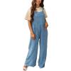 imagechouyatou Womens Summer Adjustable Strap Bib Overalls Loose Wide Leg Casual Jumpsuits Romper with Pockets