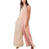 imagechouyatou Womens Summer Color Block Striped Jumpsuit Wide Leg Romper Dressy Casual Overall Pant