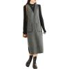 imagechouyatou Womens V Neck Sleeveless Overall Jumper Dress Wool Blend Tunic Tank Midi Long Dress with Pockets
