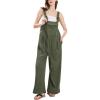 imagechouyatou Womens Waffle Knit Jumpsuits Adjustable Strap One Piece Romper Wide Leg Sleeveless Bib Overalls