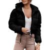 imagechouyatou Womens Winter Cropped Puffer Jacket Coat Lightweight Zip Up Hooded Short Quilted Down Jacket