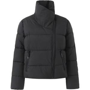 imagechouyatou Womens Winter Slant Zip Up Quilted Puffer Jacket Warm Cropped Puffy Down Jacket Coat