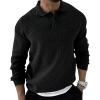 imagechouyatou Mens Waffle Knit Pullover Sweater Business Casual Polo Collared Sweater Top