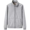 imagechouyatou Mens Fall Winter Stand Collar Zip Up Sherpa Lined Jersey Knit Sweatshirt Jacket