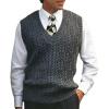 imagechouyatou Mens Vintage Cable Knit V Neck Solid Sleeveless Pullover Sweater Vest