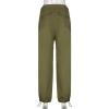 imagechouyatou Womens Baggy Cargo Parachute Pants Low Waisted Wide Leg Y2K Trousers SweatpantsArmy Green