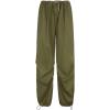 imagechouyatou Womens Baggy Cargo Parachute Pants Low Waisted Wide Leg Y2K Trousers SweatpantsArmy Green