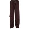 imagechouyatou Womens Baggy Cargo Parachute Pants Low Waisted Wide Leg Y2K Trousers SweatpantsBrown