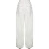 imagechouyatou Womens Baggy Cargo Parachute Pants Low Waisted Wide Leg Y2K Trousers SweatpantsWhite