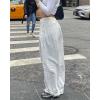 imagechouyatou Womens Baggy Cargo Parachute Pants Low Waisted Wide Leg Y2K Trousers SweatpantsWhite