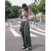 imagechouyatou Womens Parachute Pants Baggy Cargo Pants Streetwear Y2K Wide Leg SweatpantsArmy Green