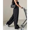 imagechouyatou Womens Parachute Pants Baggy Cargo Pants Streetwear Y2K Wide Leg SweatpantsBlack