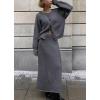 imagechouyatou Womens 2 Piece Knitwear Outfits Button Up Cardigan Maxi Knitted Skirt Two Piece Sweater Skirt SetsGrey