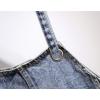 imagechouyatou Womens Adjusted Straps Plus Size Drawstring Waist Distressed Denim Bib Pinafore Short OverallLight Blue