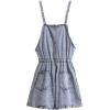 imagechouyatou Womens Adjusted Straps Plus Size Drawstring Waist Distressed Denim Bib Pinafore Short OverallLight Blue
