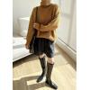 imagechouyatou Womens Business Casual Shorts Elastic High Waisted Pleated Wool Wide Leg Shorts with PocketsBlack