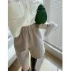 imagechouyatou Womens Business Casual Shorts Elastic High Waisted Pleated Wool Wide Leg Shorts with PocketsKhaki